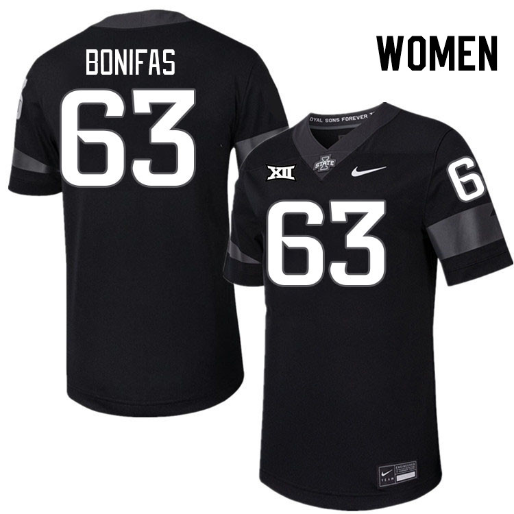 Women #63 Jim Bonifas Iowa State Cyclones College Football Jerseys Stitched-Black